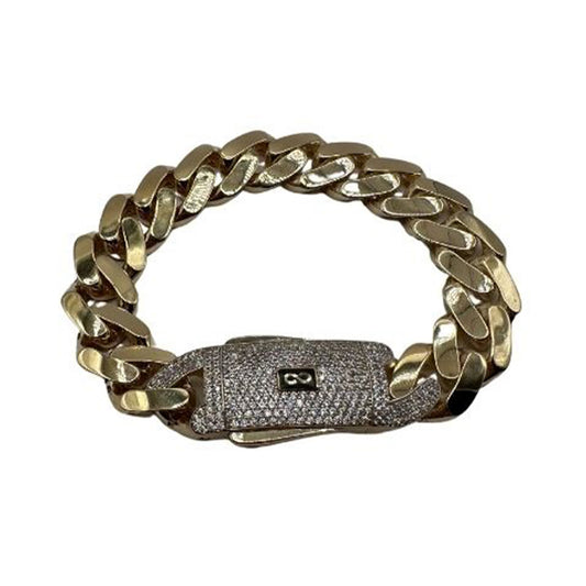14K Yellow Gold Hollow Cuban MONACI Bracelet (8.5" inches 15.0MM)