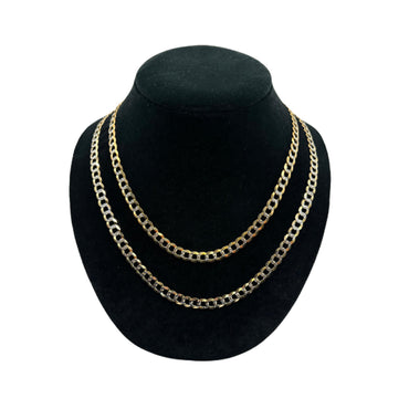 14K Yellow Gold 2 Toned Solid Curb Chain (20" inches 7.0MM)