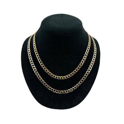 14K Yellow Gold 2 Toned Solid Curb Chain (20" inches 7.0MM)