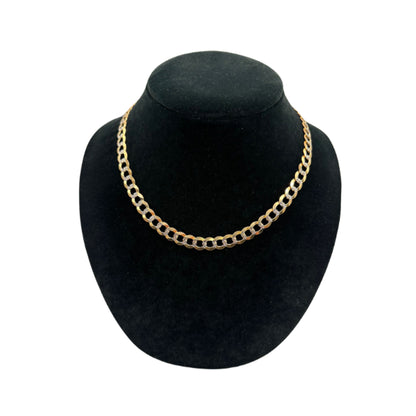 14K Yellow Gold 2 Toned Solid Curb Chain (20" inches 8.5MM)