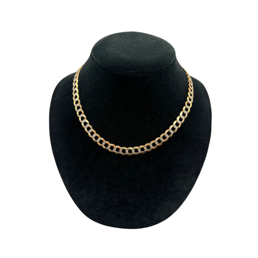 14K Yellow Gold 2 Toned Solid Curb Chain (20" inches 8.5MM)