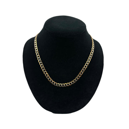 14K Yellow Gold 2 Toned Solid Curb Chain (20" inches 7.0MM)