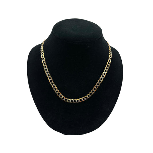 14K Yellow Gold 2 Toned Solid Curb Chain (20" inches 7.0MM)