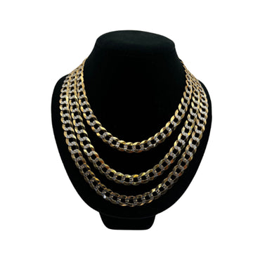 14K Yellow Gold 2 Toned Solid Curb Chain (20" inches 8.5MM)