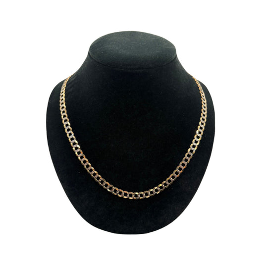 14K Yellow Gold 2 Toned Solid Curb Chain (22" inches 7.0MM)