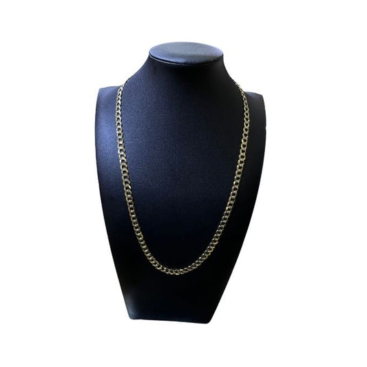 14K Yellow Gold 2 Toned Solid Curb Chain (24" inches 7.0MM)
