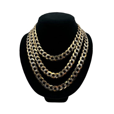 14K Yellow Gold 2 Toned Solid Curb Chain (26" inches 12.0MM)