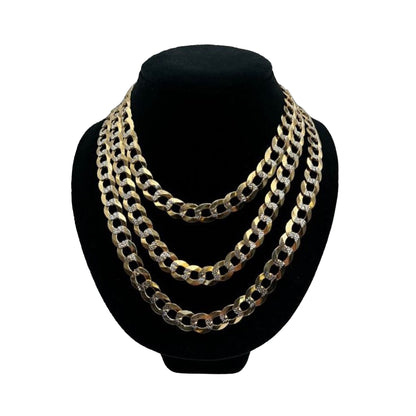 14K Yellow Gold 2 Toned Solid Curb Chain (22" inches 12.0MM)